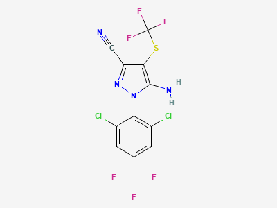 5-amino-1-[2,6-dichloro-4-(trifluoromethyl)phenyl]-4-[(trifluoromethyl)sulfanyl]-1H-pyrazole-3-carbonitrile Structure