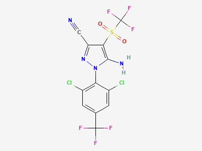 5-amino-1-[2,6-dichloro-4-(trifluoromethyl)phenyl]-4-[(trifluoromethyl)sulfonyl]-1H-pyrazole-3-carbonitrile Structure
