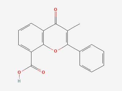 3-methyl-4-oxo-2-phenyl-4H-1-benzopyran-8-carboxylic acid Structure
