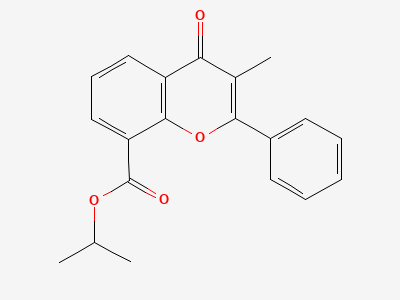 1-methylethyl 3-methyl-4-oxo-2-phenyl-4H-1-benzopyran-8-carboxylate Structure