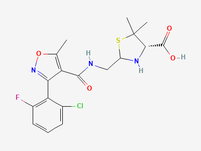 (2RS,4S)-2-[[[[3-(2-chloro-6-fluorophenyl)-5-methylisoxazol-4-yl]carbonyl]amino]methyl]-5,5-dimethylthiazolidine-4-carboxylic acid (penilloic acids of flucloxacillin) Structure