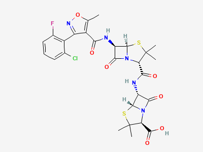 (2S,5R,6R)-6-[[[(2S,5R,6R)-6-[[[3-(2-chloro-6-fluorophenyl)-5-methylisoxazol-4-yl]carbonyl]amino]-3,3-dimethyl-7-oxo-4-thia-1-azabicyclo[3.2.0]hept-2-yl]carbonyl]amino]-3,3-dimethyl-7-oxo-4-thia-1-azabicyclo[3.2.0]heptane-2-carboxylic acid (6-APA flucloxacillin amide) Structure