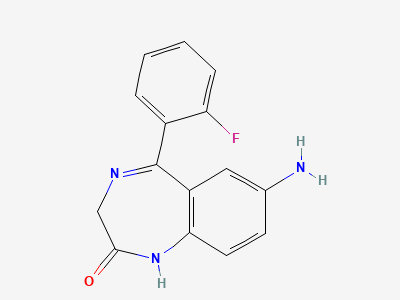 7-amino-5-(2-fluorophenyl)-1,3-dihydro-2H-1,4-benzodiazepin-2-one (7-aminodemethylflunitrazepam) Structure