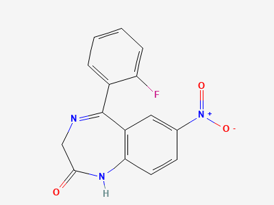 5-(2-fluorophenyl)-7-nitro-1,3-dihydro-2H-1,4-benzodiazepin-2-one (demethylflunitrazepam) Structure