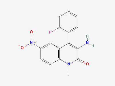 3-amino-4-(2-fluorophenyl)-1-methyl-6-nitroquinolin-2(1H)-one Structure