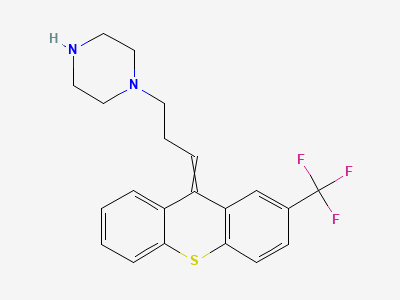 1-[3-[(EZ)-2-(trifluoromethyl)-9H-thioxanthen-9-ylidene]propyl]piperazine Structure