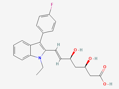 (3R,5S,6E)-7-[1-ethyl-3-(4-fluorophenyl)-1H-indol-2-yl]-3,5-dihydroxyhept-6-enoic acid Structure
