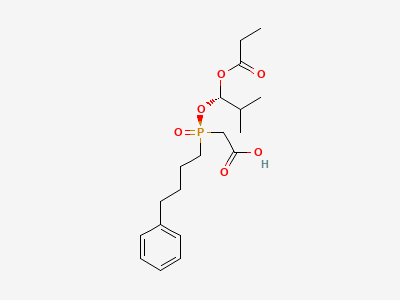 [(RS)-[(1SR)-2-methyl-1-(propanoyloxy)propoxy]-(4-phenylbutyl)phosphoryl]acetic acid Structure