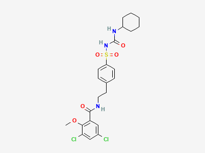 1-cyclohexyl-3-[[4-[2-[(3,5-dichloro-2-methoxybenzoyl)-amino]ethyl]phenyl]sulfonyl]urea Structure