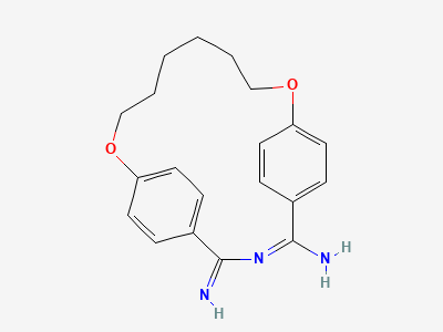 4-imino-9,16-dioxa-3-azatricyclo[15.2.2.25,8]tricosa-1(19),2,5,7,17,20,22-heptaen-2-amine Structure