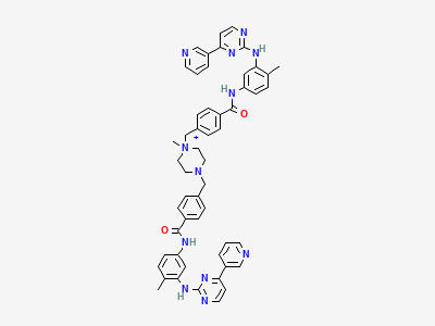 1-methyl-1,4-bis[4-[[4-methyl-3-[[4-(pyridin-3-yl)-pyrimidin-2-yl]amino]phenyl]carbamoyl]benzyl]-piperazin-1-ium (imatinib dimer) Structure
