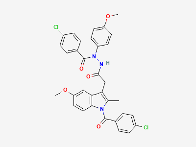 4-chloro-N'-[[1-(4-chlorobenzoyl)-5-methoxy-2-methyl-1H-indol-3-yl]acetyl]-N-(4-methoxyphenyl)-benzohydrazide Structure