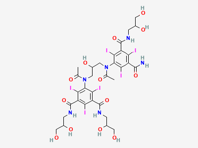 5-[acetyl[3-[acetyl[3-carbamoyl-5-[(2,3-dihydroxypropyl)-carbamoyl]-2,4,6-triiodophenyl]amino]-2-hydroxypropyl]-amino]-N,N'-bis(2,3-dihydroxypropyl)-2,4,6-triiodobenzene-1,3-dicarboxamide Structure
