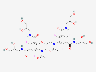 4-acetyl-2-[[acetyl[3,5-bis[(2,3-dihydroxypropyl)-carbamoyl]-2,4,6-triiodophenyl]amino]methyl]-N,N'-bis(2,3-dihydroxypropyl)-5,7-diiodo-3,4-dihydro-2H-1,4-benzoxazine-6,8-dicarboxamide Structure