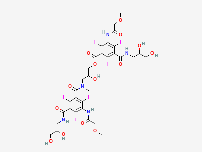 3-[[3-[(2,3-dihydroxypropyl)carbamoyl]-2,4,6-triiodo-5-[(methoxyacetyl)amino]benzoyl]methylamino]-2-hydroxypropyl 3-[(2,3-dihydroxypropyl)carbamoyl]-2,4,6-triiodo-5-[(methoxyacetyl)amino]benzoate Structure