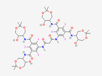 5,5'-[propanedioylbis(methylimino)]bis[N,N'-bis(6-hydroxy-2,2-dimethyl-1,3-dioxepan-5-yl)-2,4,6-triiodobenzene-1,3-dicarboxamide] Structure