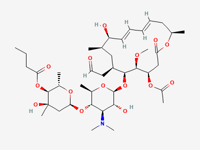 (4R,5S,6S,7R,9R,10R,11E,13E,16R)-4-(acetyloxy)-6-[[3,6-dideoxy-4-O-(2,6-dideoxy-4-O-butanoyl-3-C-methyl-α-L-ribo-hexopyranosyl)-3-(dimethylamino)-β-D-glucopyranosyl]oxy]-10-hydroxy-5-methoxy-9,16-dimethyl-7-(2-oxoethyl)oxacyclohexadeca-11,13-dien-2-one Structure