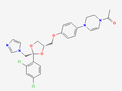 1-[4-[4-[[(2RS,4SR)-2-(2,4-dichlorophenyl)-2-[(1H-imidazol-1-yl)methyl]-1,3-dioxolan-4-yl]methoxy]phenyl]-1,2,3,4-tetrahydropyrazin-1-yl]ethan-1-one Structure