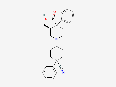 (3S,4R)-1-(cis-4-cyano-4-phenylcyclohexyl)-3-methyl-4-phenylpiperidine-4-carboxylic acid Structure