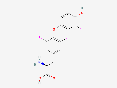 (2S)-2-amino-3-[4-(4-hydroxy-3,5-diiodophenoxy)-3,5-diiodophenyl)propanoic acid (levothyroxine) Structure