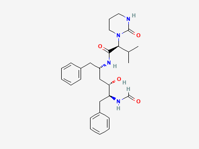 (2S)-N-[(1S,3S,4S)-1-benzyl-4-(formylamino)-3-hydroxy-5-phenylpentyl]-3-methyl-2-[2-oxotetrahydropyrimidin-1(2H)-yl]butanamide Structure