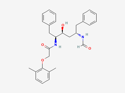N-[(1S,2S,4S)-1-benzyl-4-(formylamino)-2-hydroxy-5-phenylpentyl]-2-(2,6-dimethylphenoxy)acetamide Structure