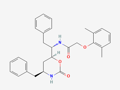 N-[(1S)-1-[(4S,6S)-4-benzyl-2-oxo-1,3-oxazinan-6-yl]-2-phenylethyl]-2-(2,6-dimethylphenoxy)acetamide Structure