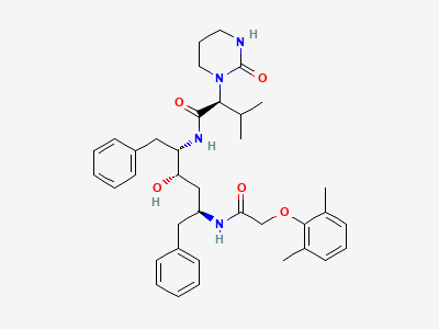 (2S)-N-[(1S,2S,4S)-1-benzyl-4-[[2-(2,6-dimethylphenoxy)-acetyl]amino]-2-hydroxy-5-phenylpentyl]-3-methyl-2-[2-oxotetrahydropyrimidin-1(2H)-yl]butanamide Structure