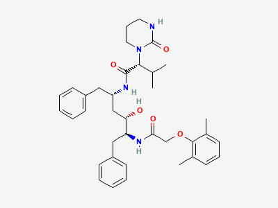(2R)-N-[(1S,3S,4S)-1-benzyl-4-[[2-(2,6-dimethylphenoxy)-acetyl]amino]-3-hydroxy-5-phenylpentyl]-3-methyl-2-[2-oxotetrahydropyrimidin-1(2H)-yl]butanamide Structure