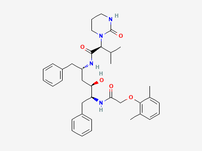 (2S)-N-[(1S,3R,4S)-1-benzyl-4-[[2-(2,6-dimethylphenoxy)-acetyl]amino]-3-hydroxy-5-phenylpentyl]-3-methyl-2-[2-oxotetrahydropyrimidin-1(2H)-yl]butanamide Structure