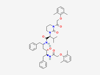 (2S)-N-[(1S,3S,4S)-1-benzyl-4-[[2-(2,6-dimethylphenoxy)-acetyl]amino]-3-hydroxy-5-phenylpentyl]-2-[3-[2-(2,6-dimethylphenoxy)acetyl]-2-oxotetrahydropyrimidin-1(2H)-yl]-3-methylbutanamide Structure