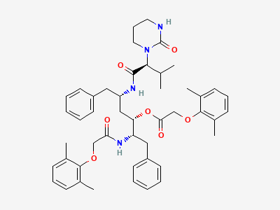 (1S,3S)-1-[(1S)-1-[[2-(2,6-dimethylphenoxy)acetyl]-amino]-2-phenylethyl]-3-[[(2S)-3-methyl-2-[2-oxotetrahydropyrimidin-1(2H)-yl]butanoyl]amino]-4-phenylbutyl 2-(2,6-dimethylphenoxy)acetate Structure