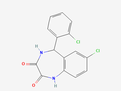 (5RS)-7-chloro-5-(2-chlorophenyl)-4,5-dihydro-1H-1,4-benzodiazepine-2,3-dione Structure