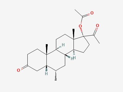 6α-methyl-3,20-dioxo-5β-pregnan-17-yl acetate (4,5-dihydromedroxyprogesterone acetate) Structure