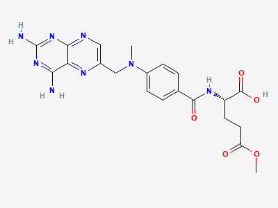 (2S)-2-[[4-[[(2,4-diaminopteridin-6-yl)methyl]methylamino]benzoyl]amino]-5-methoxy-5-oxopentanoic acid (methotrexate 5-methyl ester) Structure