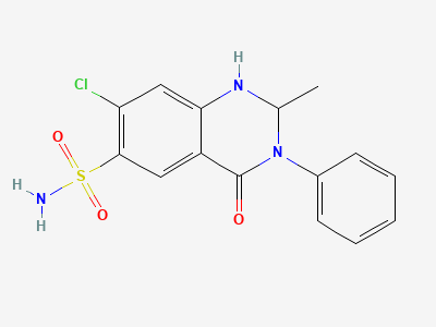 (2RS)-7-chloro-2-methyl-4-oxo-3-phenyl-1,2,3,4-tetrahydroquinazoline-6-sulfonamide Structure