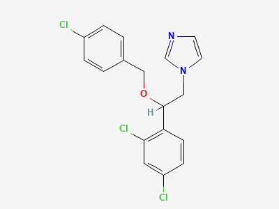1-[(2RS)-2-[[(4-chlorophenyl)methyl]oxy]-2-(2,4-dichlorophenyl)ethyl]-1H-imidazole (econazole) Structure