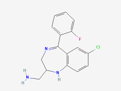 [(2RS)-7-chloro-5-(2-fluorophenyl)-2,3-dihydro-1H-1,4-benzodiazepin-2-yl]methanamine Structure