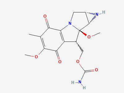 [(1aS,8S,8aR,8bS)-6,8a-dimethoxy-5-methyl-4,7-dioxo-1,1a,2,4,7,8,8a,8b-octahydroazirino[2',3':3,4]pyrrolo[1,2-a]indol-8-yl]methyl carbamate (mitomycin A) Structure