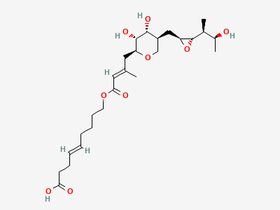 (4E)-9-[[(2E)-4-[(2S,3R,4R,5S)-3,4-dihydroxy-5-[[(2S,3S)-3-[(1S,2S)-2-hydroxy-1-methylpropyl]oxiranyl]methyl]-tetrahydro-2H-pyran-2-yl]-3-methylbut-2-enoyl]oxy]-non-4-enoic acid (pseudomonic acid D) Structure