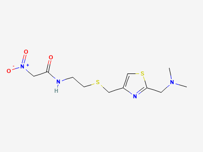 N-[2-[[[2-[(dimethylamino)methyl]thiazol-4-yl]-methyl]sulfanyl]ethyl]-2-nitroacetamide Structure