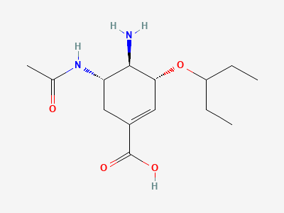 (3R,4R,5S)-5-acetamido-4-amino-3-(1-ethylpropoxy)-cyclohex-1-ene-1-carboxylic acid Structure