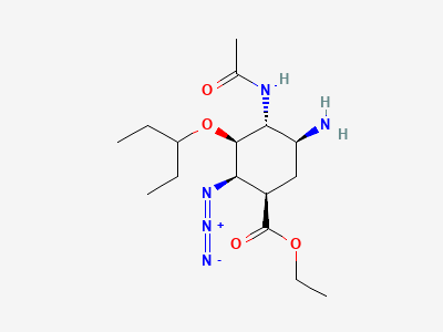 Ethyl (1R,2R,3S,4R,5S)-4-acetamido-5-amino-2-azido-3-(1-ethylpropoxy)cyclohexanecarboxylate Structure