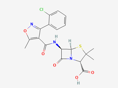 (2S,5R,6R)-6-[[[3-(chlorophenyl)-5-methylisoxazol-4-yl]carbonyl]amino]-3,3-dimethyl-7-oxo-4-thia-1-azabicyclo[3.2.0]heptane-2-carboxylic acid (cloxacillin isomer) Structure