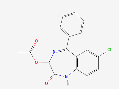 (3RS)-7-chloro-2-oxo-5-phenyl-2,3-dihydro-1H-1,4-benzodiazepin-3-yl acetate Structure
