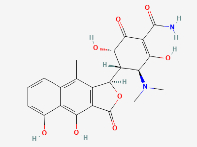 (3S,4S,5S)-4-[(1R)-4,5-dihydroxy-9-methyl-3-oxo-1,3-dihydronaphtho[2,3-c]furan-1-yl]-3-(dimethylamino)-2,5-dihydroxy-6-oxocyclohex-1-ene-1-carboxamide Structure