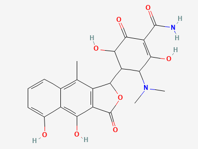 (3S,4S,5R)-4-[(1R)-4,5-dihydroxy-9-methyl-3-oxo-1,3-dihydronaphtho[2,3-c]furan-1-yl]-3-(dimethylamino)-2,5-dihydroxy-6-oxocyclohex-1-ene-1-carboxamide Structure