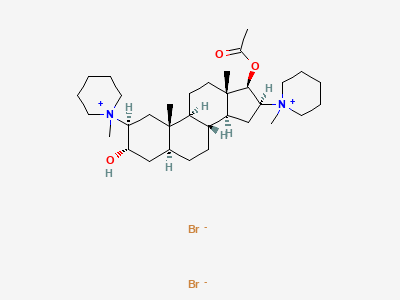 1,1'-[17β-(acetyloxy)-3α-hydroxy-5α-androstane-2β,16βdiyl]bis(1-methylpiperidinium) dibromide Structure