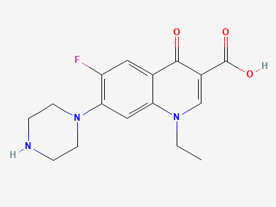 1-ethyl-6-fluoro-4-oxo-7-(piperazin-1-yl)-1,4-dihydroquinoline-3-carboxylic acid (demethylated pefloxacin or norfloxacin) Structure