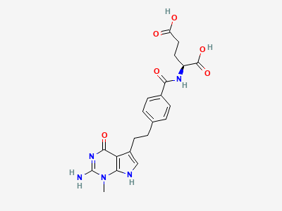 (2S)-2-[4-[2-(2-amino-1-methyl-4-oxo-4,7-dihydro-1H-pyrrolo[2,3-d]pyrimidin-5-yl)ethyl]benzamido]pentanedioic acid Structure